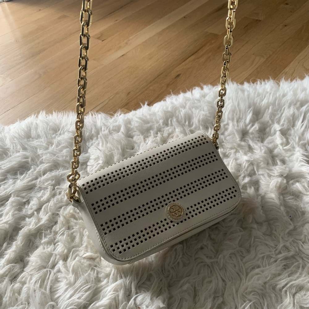 Tory Burch Saffiano Leather Perforated Crossbody